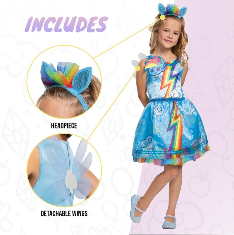 Disguise Rainbow Dash My Little Pony Costume for Girls, Children's Character Dress Outfit, Classic Kids Size Small (4-6x), Blue & Rainbow (104719L) - Image 2